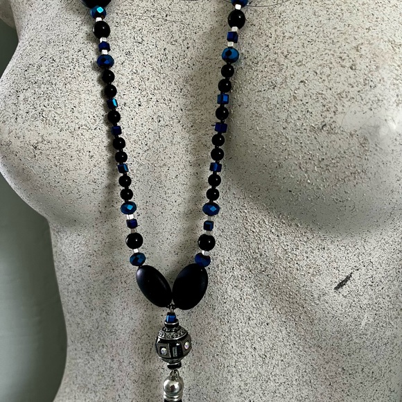 BOHO NECKLACE- Blue/Black/ONE OF KIND. HANDMADE - Picture 5 of 5